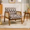 Solid Sheesham Wood Lounge Chair | Honey Finish with Cream Cushion Seat