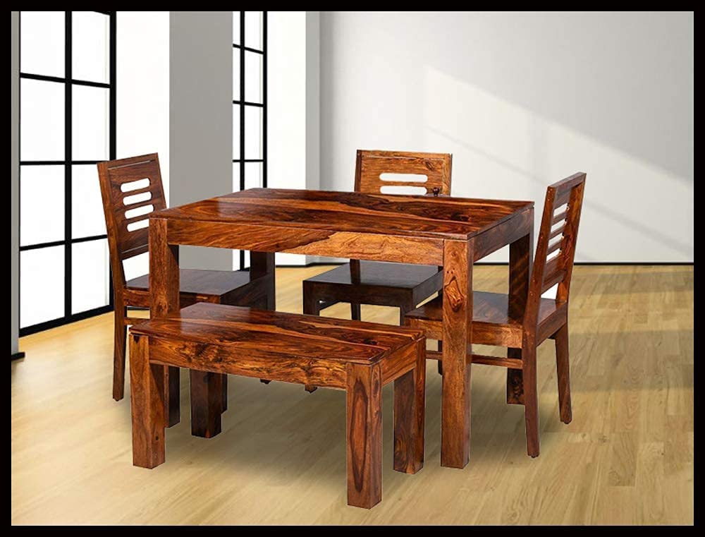 Woodvanity Solid Sheesham Wood 4 Seater Dining Table Set for Diningroom