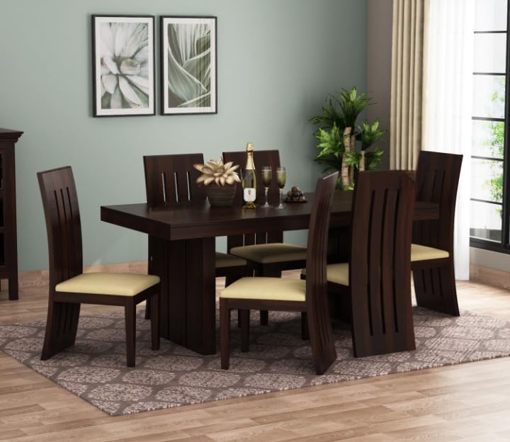 Woodvanity Solid Sheesham Wood 6 Seater Dining Table Set for Diningroom