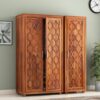 Sheesham Wood 3 Door Wardrobe Organiser for Clothing | Wooden Cupboards