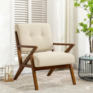 Solid Sheesham Wood Arm Chair with Cushion | Cane Chair for Balcony Use