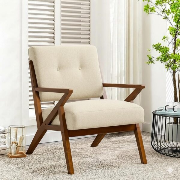Solid Sheesham Wood Arm Chair with Cushion | Cane Chair for Balcony Use