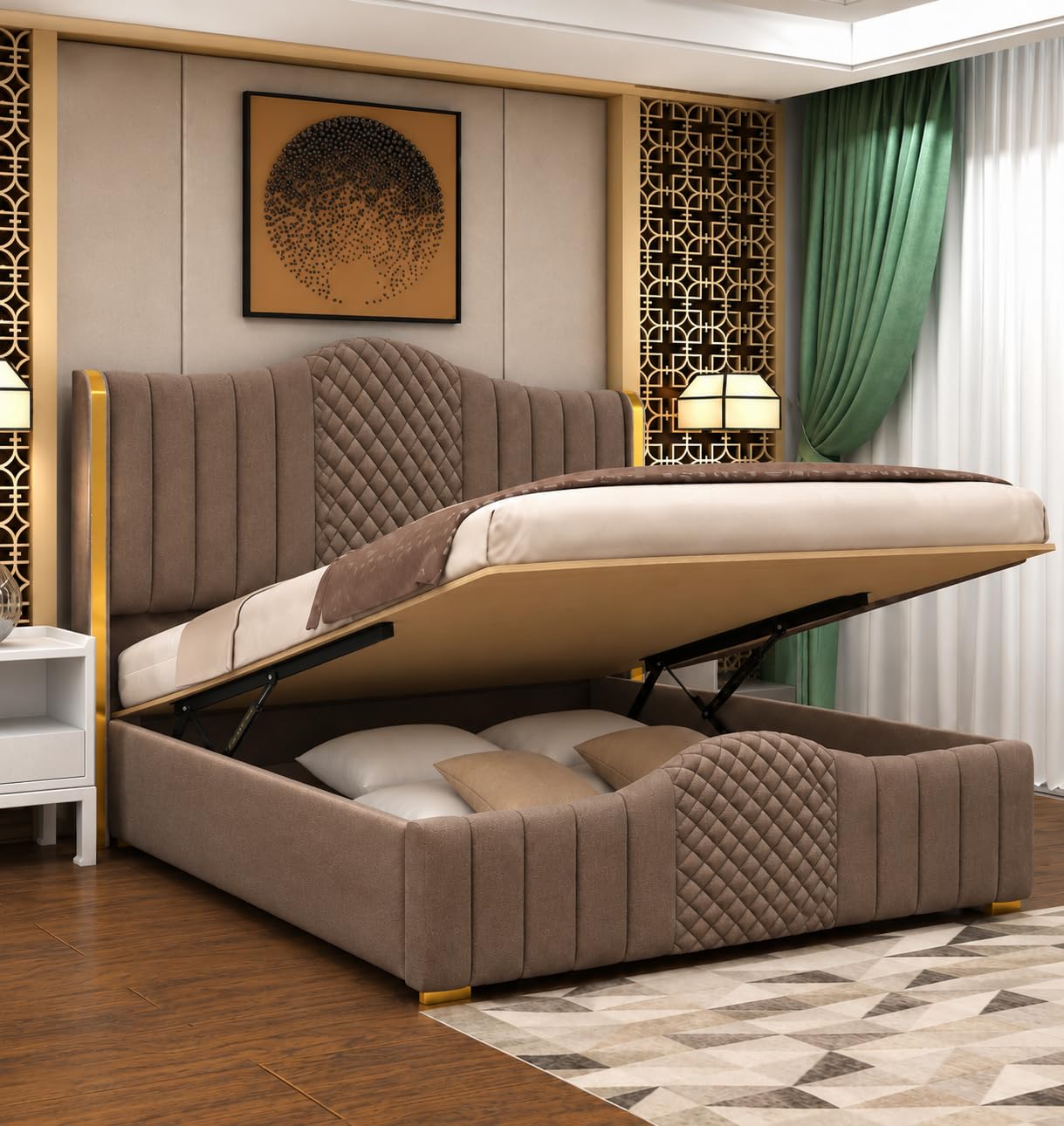 Woodvanity Hydraulic Bed King Size with Storage | Sheesham Wood Bed Cot